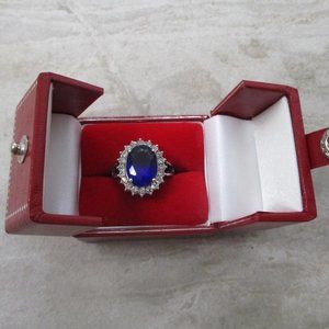 Blue Sapphire Cocktail Ring 6.5